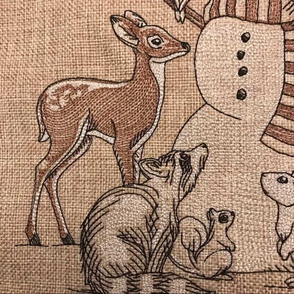 Sold!! Last one! NWT Winter Woodland embroidered pillow cover w/ snowman - Picture 3 of 6